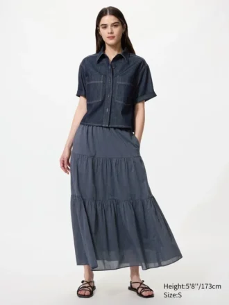 Gelaagde maxi-rok voor dames | Strepen