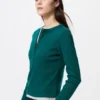 Geribd Henley-T-shirt voor dames