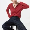 Geribd Henley-T-shirt voor dames