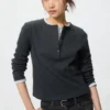 Geribd Henley-T-shirt voor dames