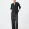Geribd Henley-T-shirt voor dames
