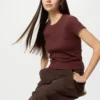Geribd mini-T-shirt voor dames