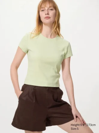 Geribd mini-T-shirt voor dames