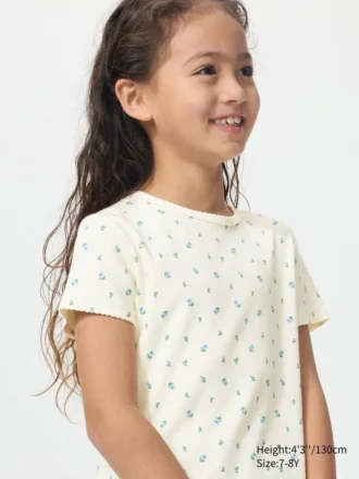 Geribd T-shirt voor kinderen | Bloem