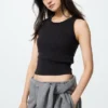 Geribde cropped Bh-top voor dames
