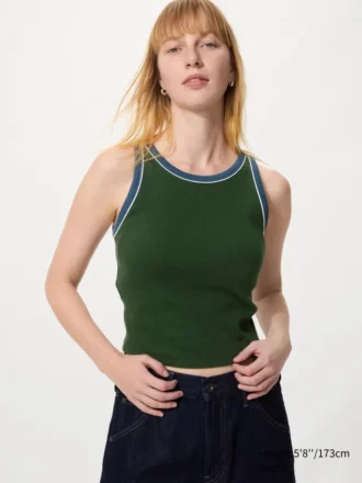 Geribde cropped Bh-top voor dames | Ringer