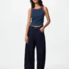 Geribde cropped Bh-top voor dames | Ringer