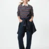 Gewassen katoen poloshirt voor dames | Gestreepte