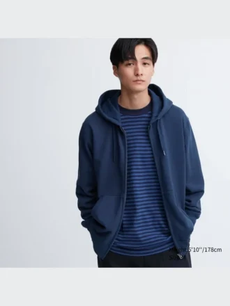 Heren-Hoodie met capuchon en doorlopende rits