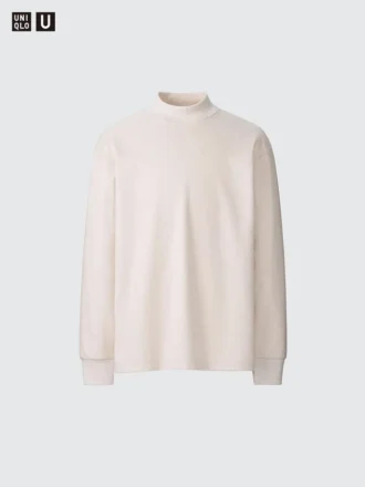 Heren T-shirts met longsleeves en geborstelde jersey en hoge kraag
