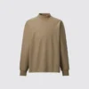 Heren T-shirts met longsleeves en geborstelde jersey en hoge kraag