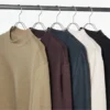 Heren T-shirts met longsleeves en geborstelde jersey en hoge kraag