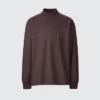Heren T-shirts met longsleeves en geborstelde jersey en hoge kraag