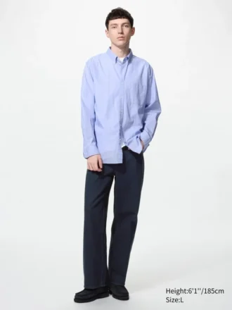 Herenoverhemd van broadcloth | Button-down | Hairline-stof