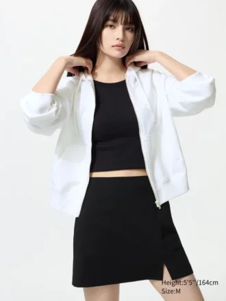 Hoodie met capuchon en doorlopende rits voor dames