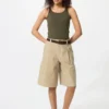 Jersey geplooide lange Shorts voor dames