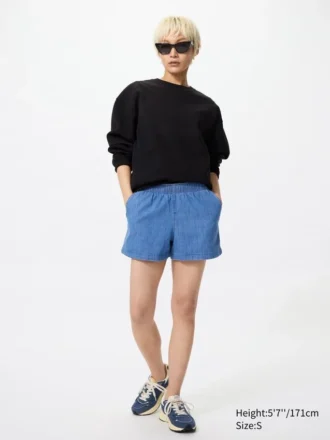 Katoenen Easy Shorts voor dames | Denim