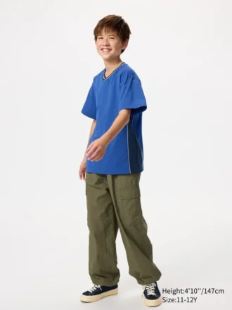 Kids DRY-EX T-shirt met V-hals | Tweekleurig