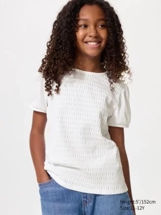 Kinder-T-shirt met pofmouwen | Rimpel