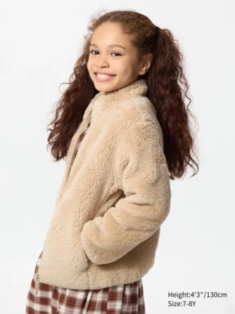 Kinderjas met volledige ritssluiting van pluizig fleece