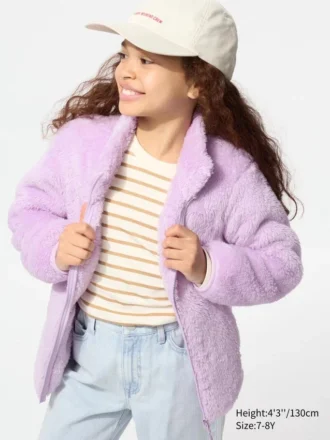 Kinderjas met volledige ritssluiting van pluizig fleece