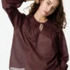 Lichte katoenen blouse met plooien voor dames | Print