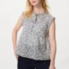 Lichte katoenen blouse met plooitjes voor dames | Mouwloos | Print