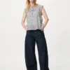 Lichte katoenen blouse met plooitjes voor dames | Mouwloos | Print