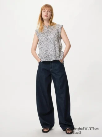 Lichte katoenen blouse met plooitjes voor dames | Mouwloos | Print
