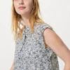 Lichte katoenen blouse met plooitjes voor dames | Mouwloos | Print