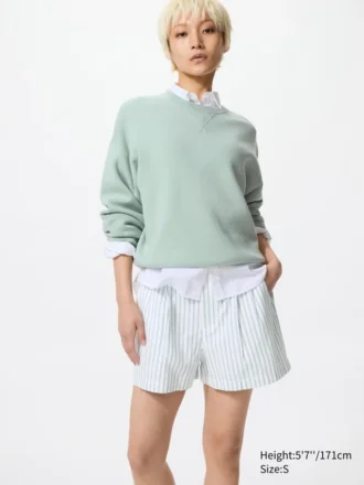 Linnen-katoenen Shorts voor dames | Gestreepte