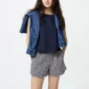 Linnen-katoenen Shorts voor dames | Gestreepte | 2,5″