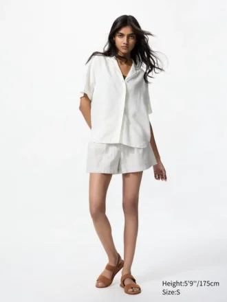 Linnen-katoenen Shorts voor dames | Gestreepte | 2,5″
