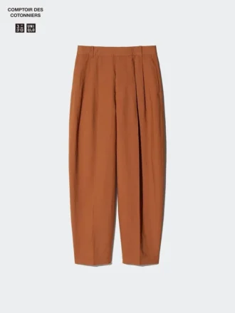 Linnenmix broek met wijde pijpen voor dames