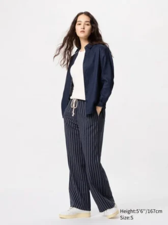 Linnenmix Easy-broek voor dames | Gestreepte