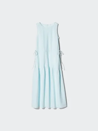 Linnenmix jurk met gelaagde rok voor dames