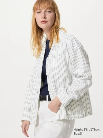 Linnenmix overalls voor dames | Gestreepte