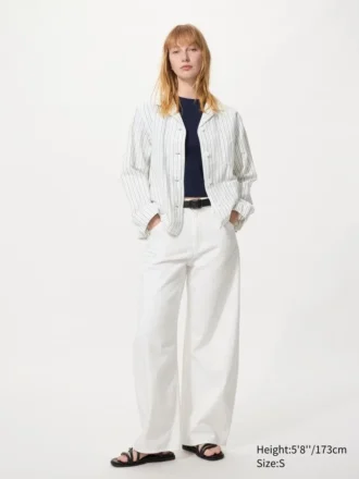 Linnenmix overalls voor dames | Gestreepte