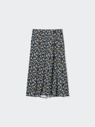 Midi-rok met print en split voor dames