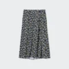 Midi-rok met print en split voor dames