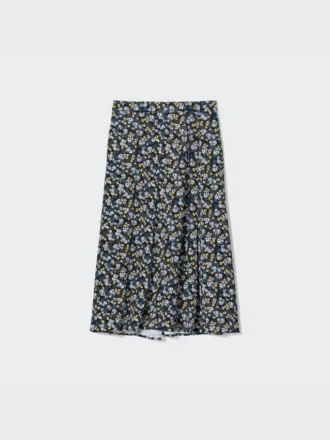 Midi-rok met print en split voor dames