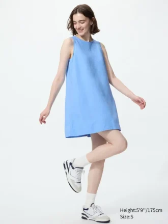 Mini-jurk van linnenmix voor dames