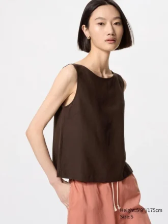 Mouwloze blouse van linnenmix voor dames