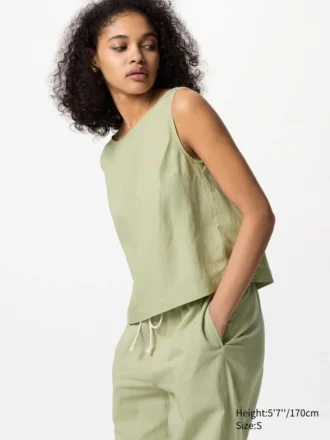 Mouwloze blouse van linnenmix voor dames