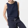 Mouwloze blouse van linnenmix voor dames