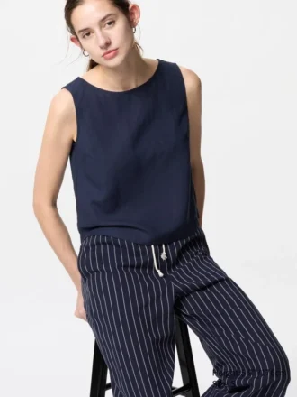 Mouwloze blouse van linnenmix voor dames