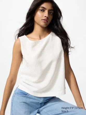 Mouwloze blouse van linnenmix voor dames