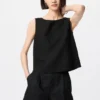 Mouwloze blouse van linnenmix voor dames
