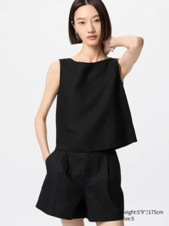 Mouwloze blouse van linnenmix voor dames