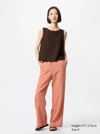 Mouwloze blouse van linnenmix voor dames